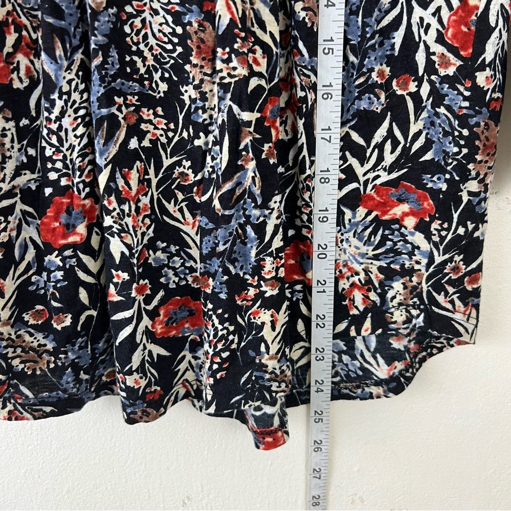 Lucky Brand Modal/Cotton Blend Elastic Pleated Front Floral Printed Boho Top - Picture 13 of 13